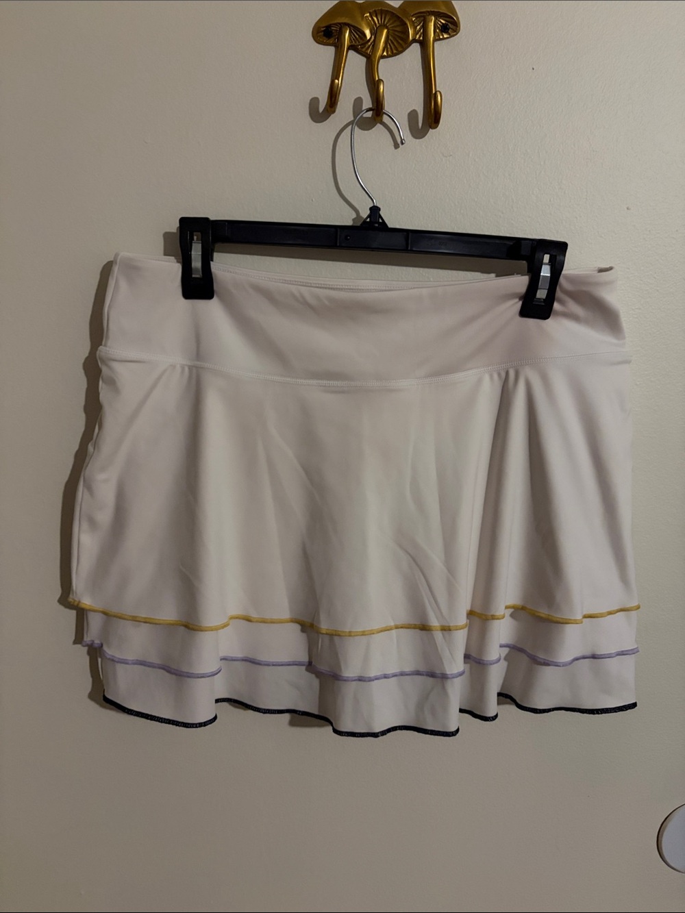 Fila White Layered Skater Skirt with Yellow, Purple & Black Trim